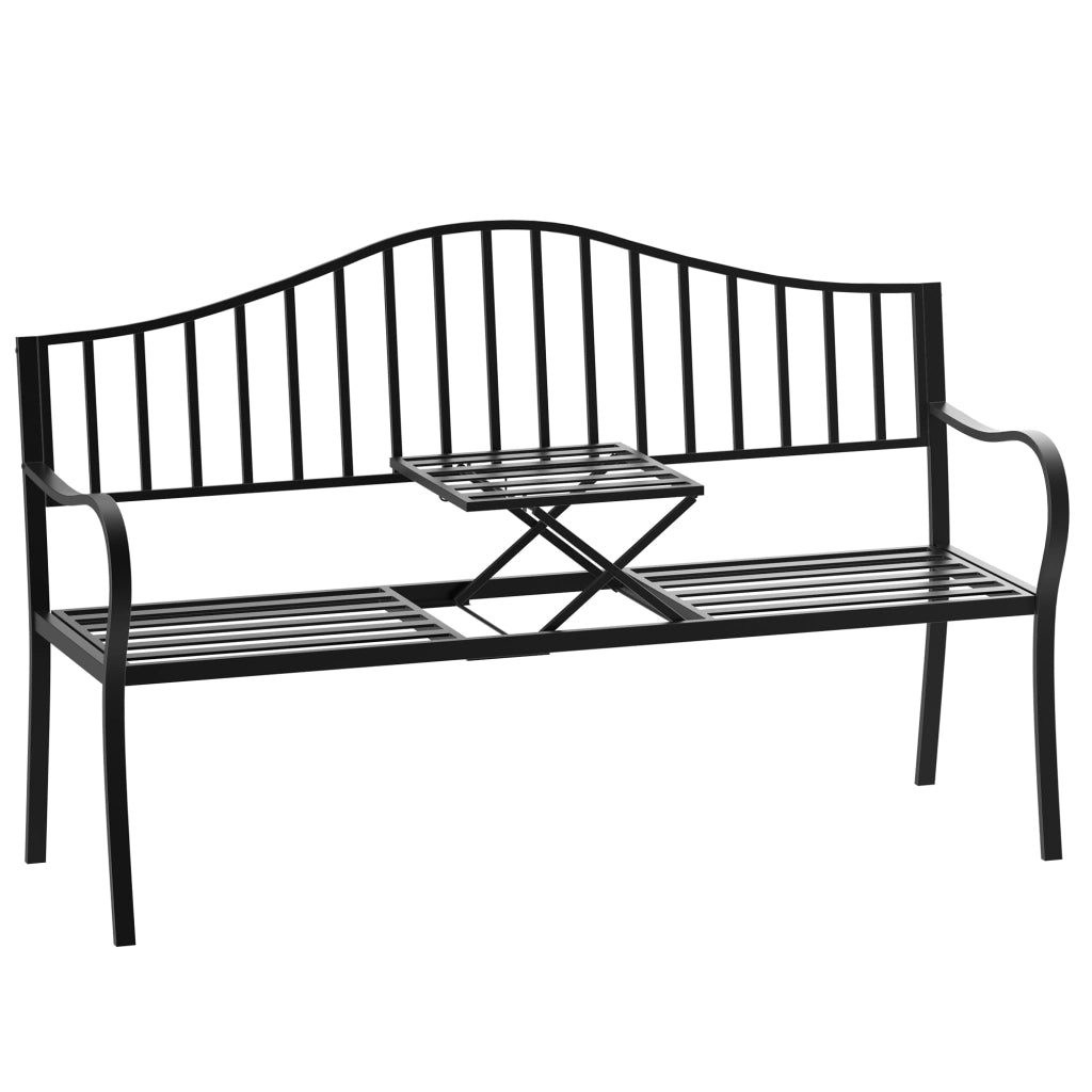 Panchina da Giardino 2 Posti con Tavolino ¨C Xylo ¨C Metallo Nero