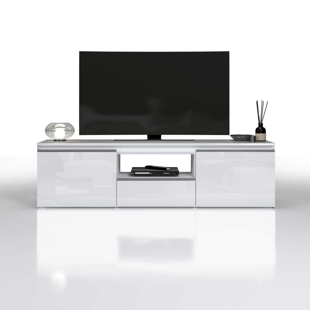 WHOUS Mobile porta tv Magic a 2 ante e 1 cassetto bianco lucido 180x40x50 cm