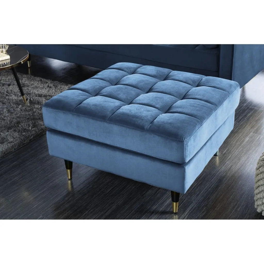 Pouf KOLIRI turchese blu – design quadrato in velluto