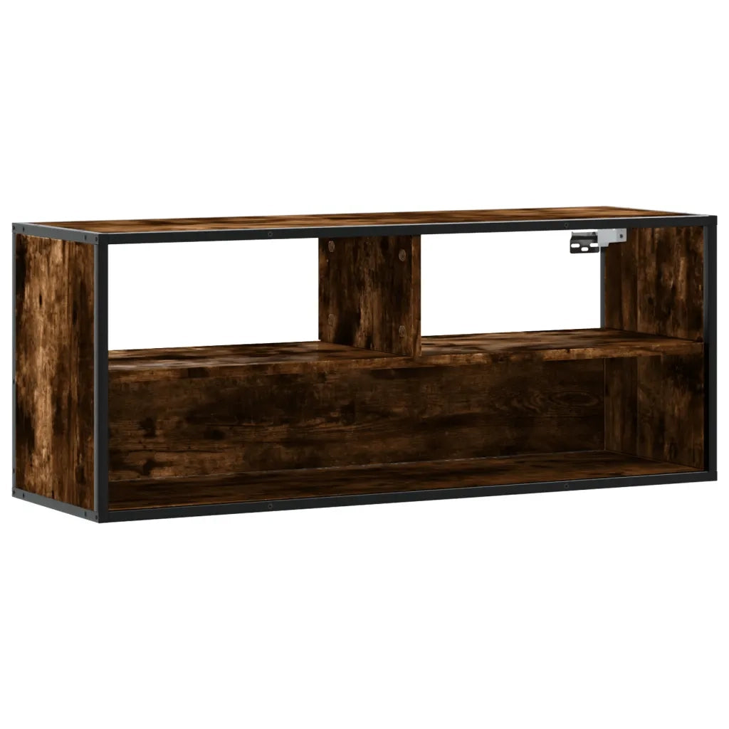 Mobile TV Rovere Fumo 100x31x39,5cm Legno Multistrato e Metallo 848936