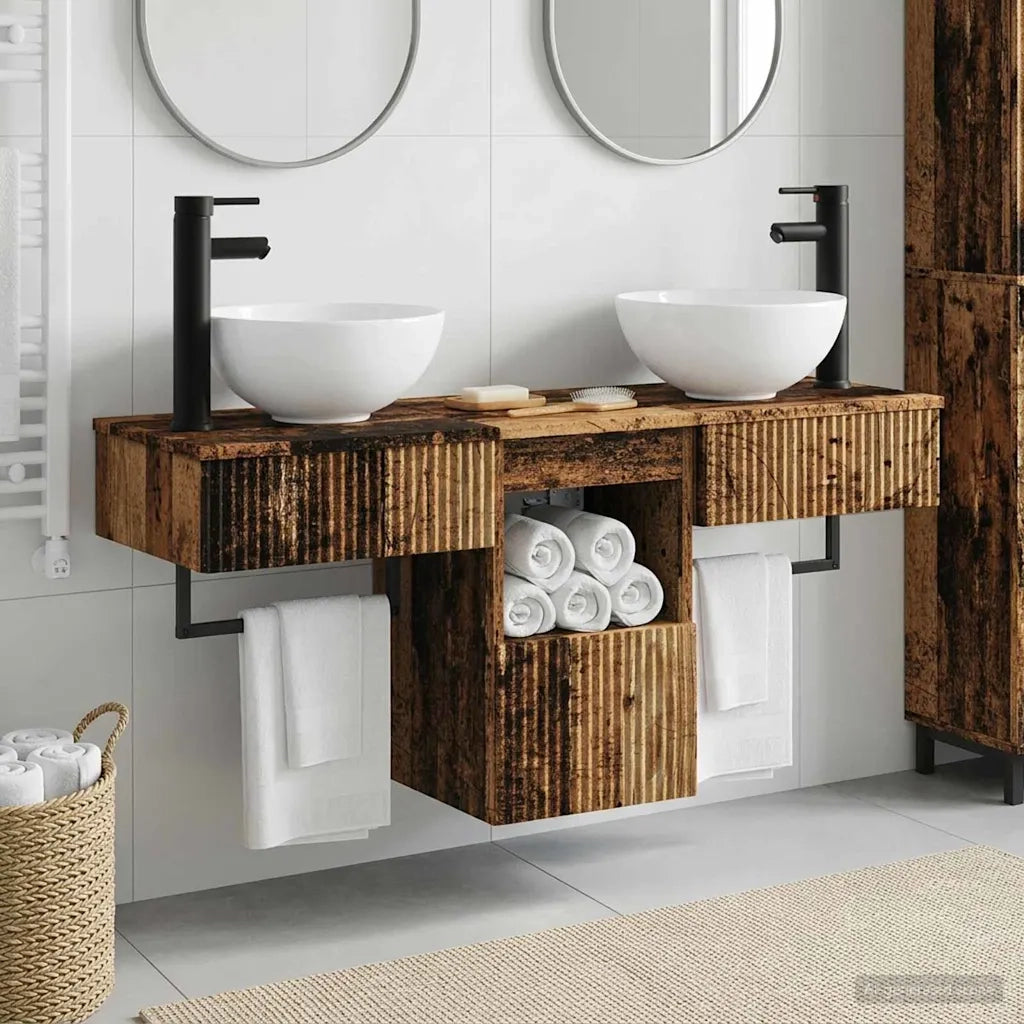Set di mobili per il bagno 3 pz Legno antico 3405595