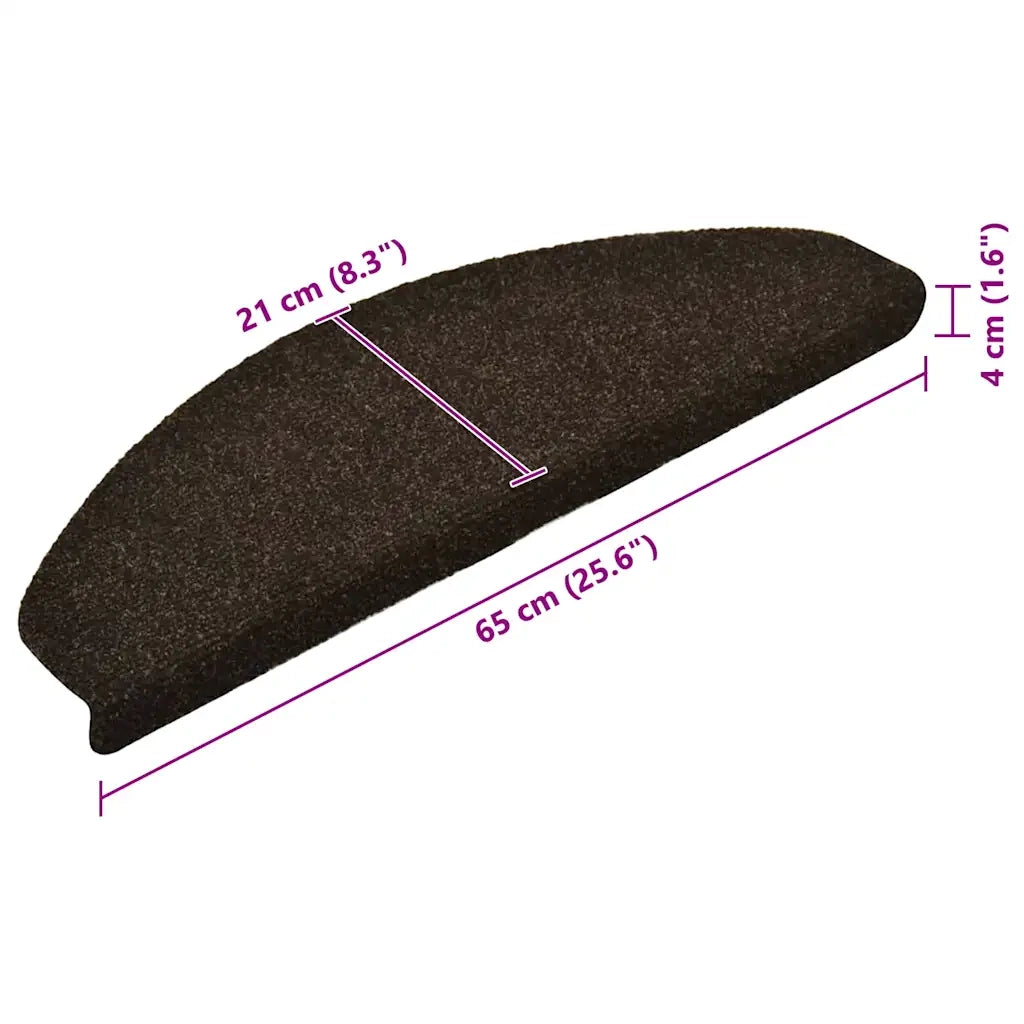 Tappetini per scale autoadesivi 5 pz 65x21x4 cm marrone scuro semicircolari grandi 149710