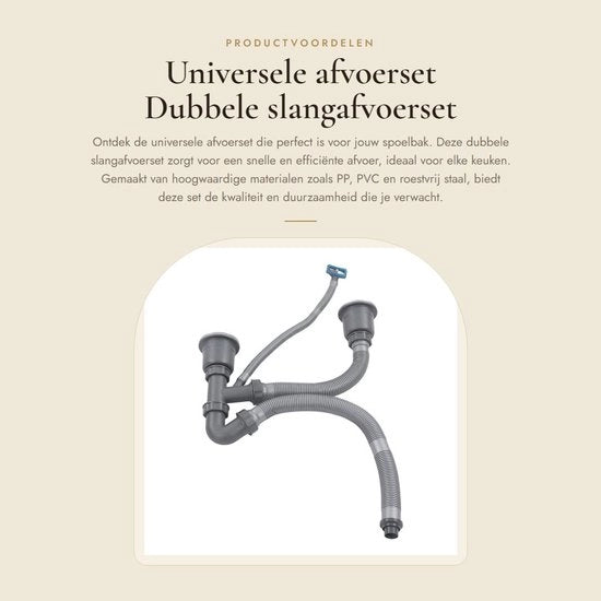 Kit di scarico universale a doppia coda - scarico a doppia coda per tubi 110 mm - kit di scarico in acciaio inossidabile - installazione facile - dispositivo di drenaggio con doppia coda.