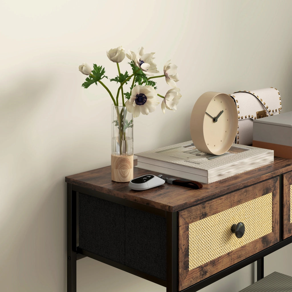 Consola in legno con 2 cassetti ¨C zephmum ¨C 80x30x75 cm marrone