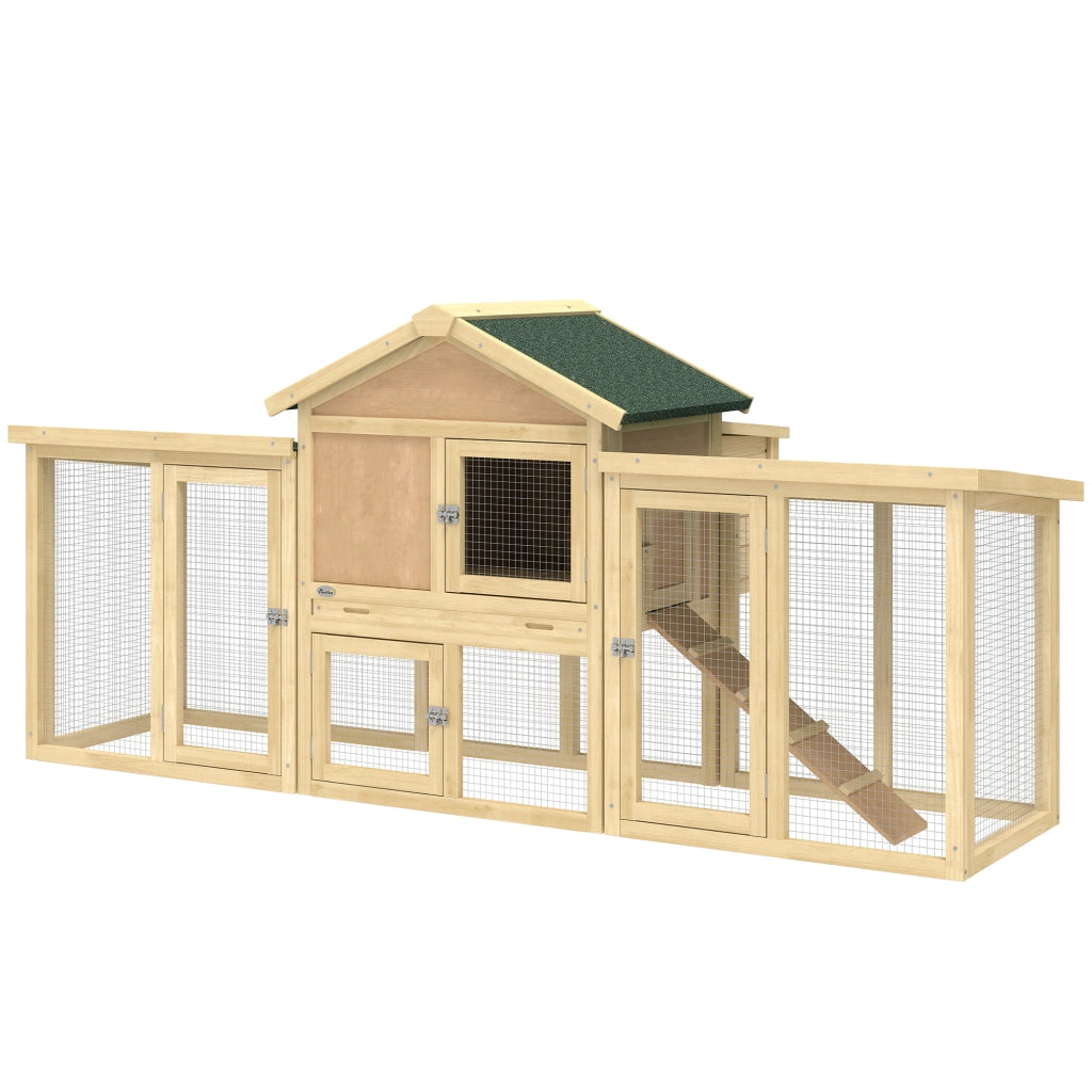 Pollaiolo in legno massello con rampe e nidi ¨C zephmum ¨C 204x85x93 cm legno naturale