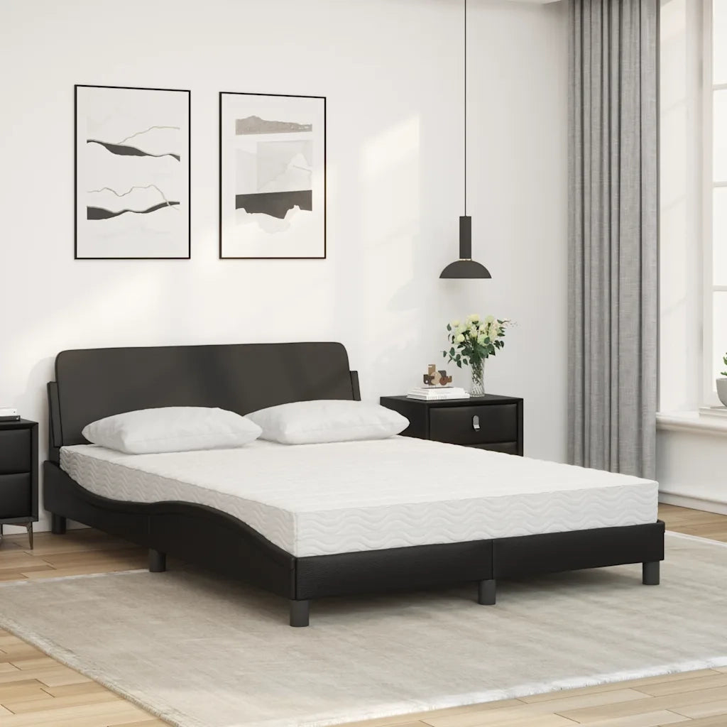 Letto matrimoniale | Letto per adulti | Letto con Materasso Dover Nero 120x200 cm in Similpelle