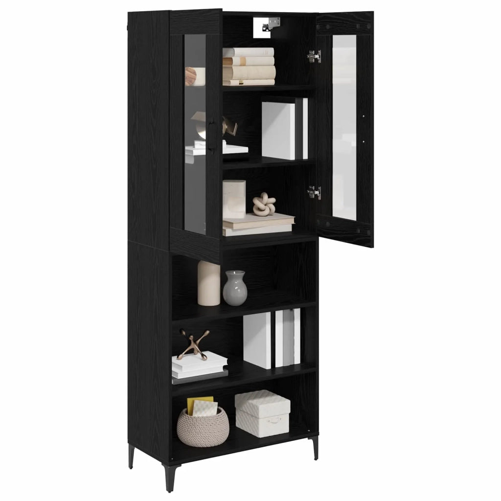 Credenza-Buffet-Armadio da cucina Rovere Nero 69,5 x 34 x 180 cm Legno multistrato 386081