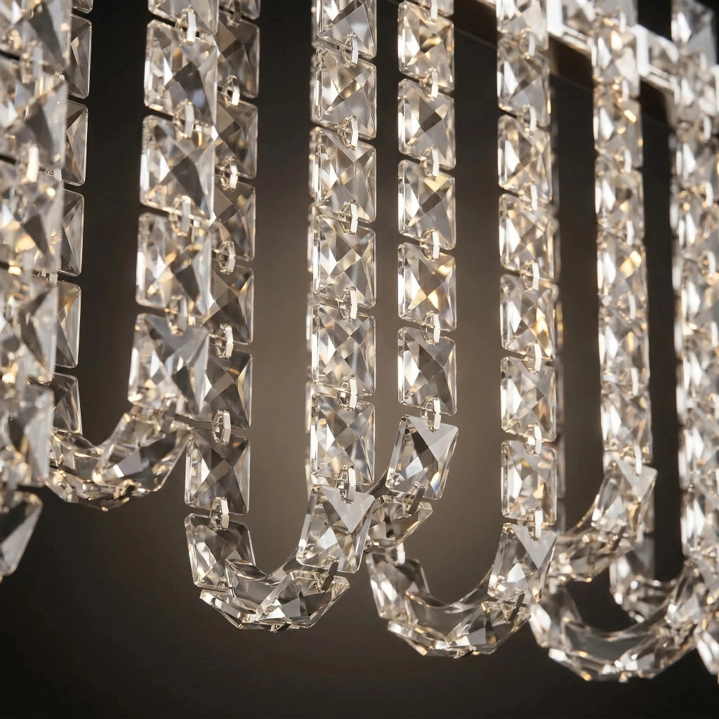 Lampada A Sospensione A Led In Cristallo Swe073-cp 60cm Chrome