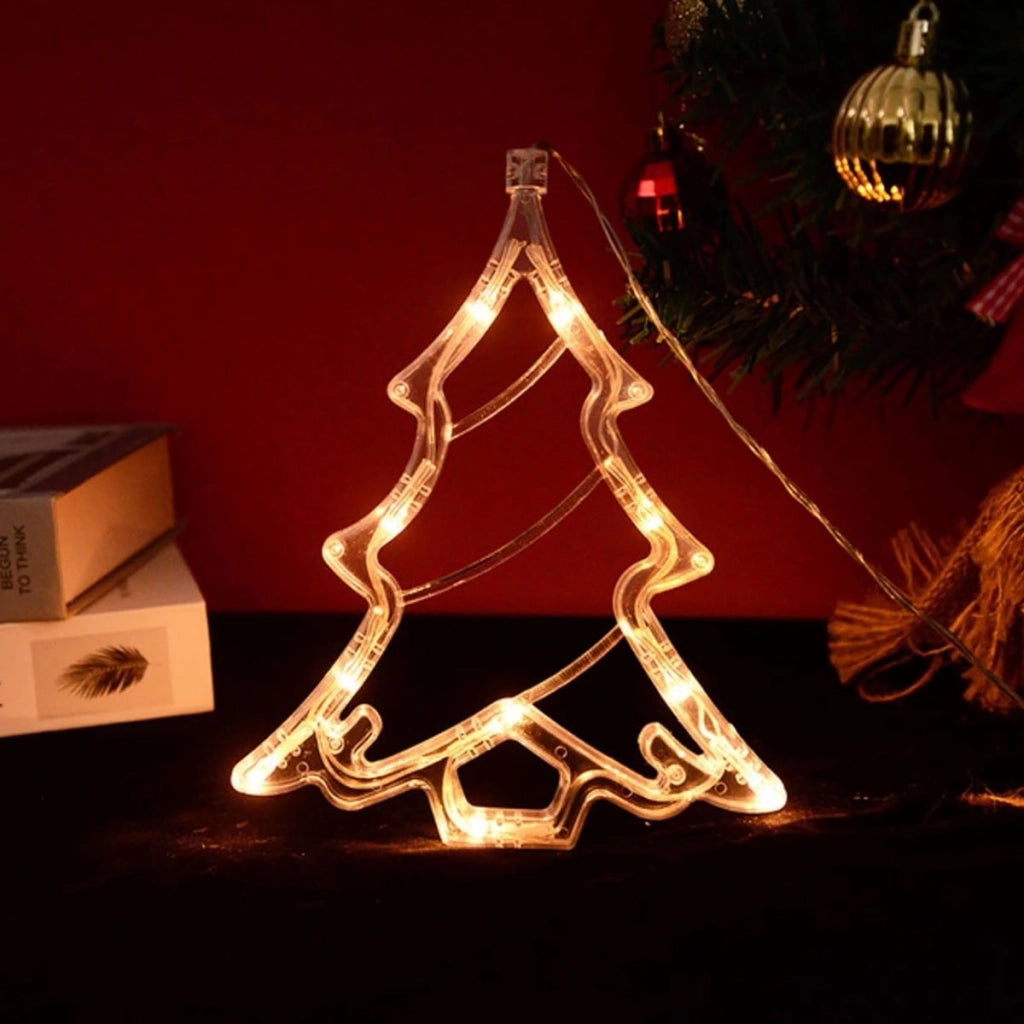 Luci natalizie figura luminosa ornamento Decorazione led per finestra vetrine con ventosa Albero di Natale