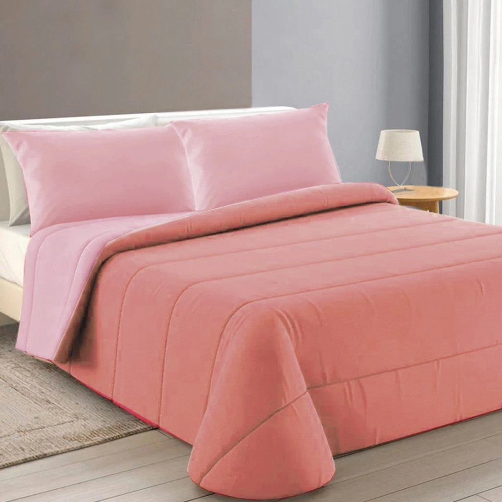 Trapunta Piumone Invernale DoubleFace 250gr Coperta Calda Letto Matrimoniale Made In Italy Rosa