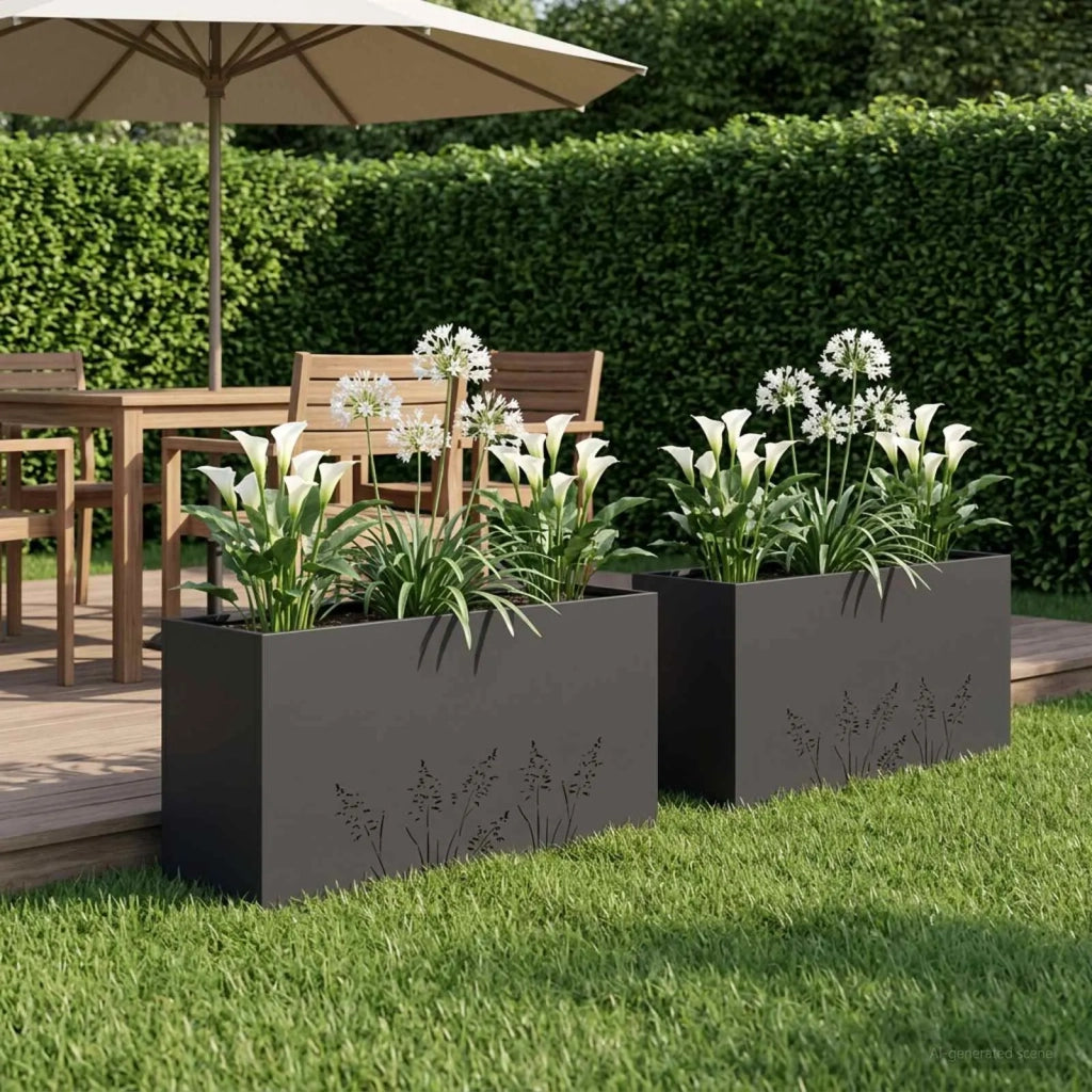 Vaso da giardino 2 pz Nero 100 x 30 x 49 cm 8005863