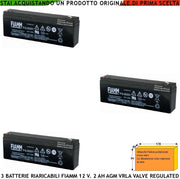 Batteria per Sirena 12 V 2 Ah 3 Pezzi Collegamento Tramite 2 Faston 5 mm Polarizzati Ermetica AGM VRLA Valve Regulated Selezionata da Securvera Caricata Marca Fiamm PRC Dimensioni L178XP34XH60 mm