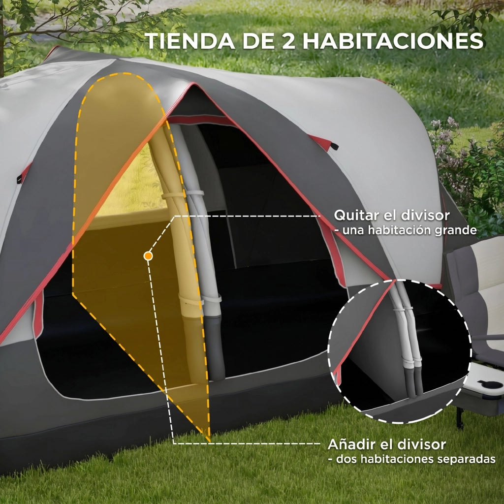 Tenda da Campeggio Pieghevole 2 Stanze ¨C Zephmum ¨C Grigio 450x215x180 cm