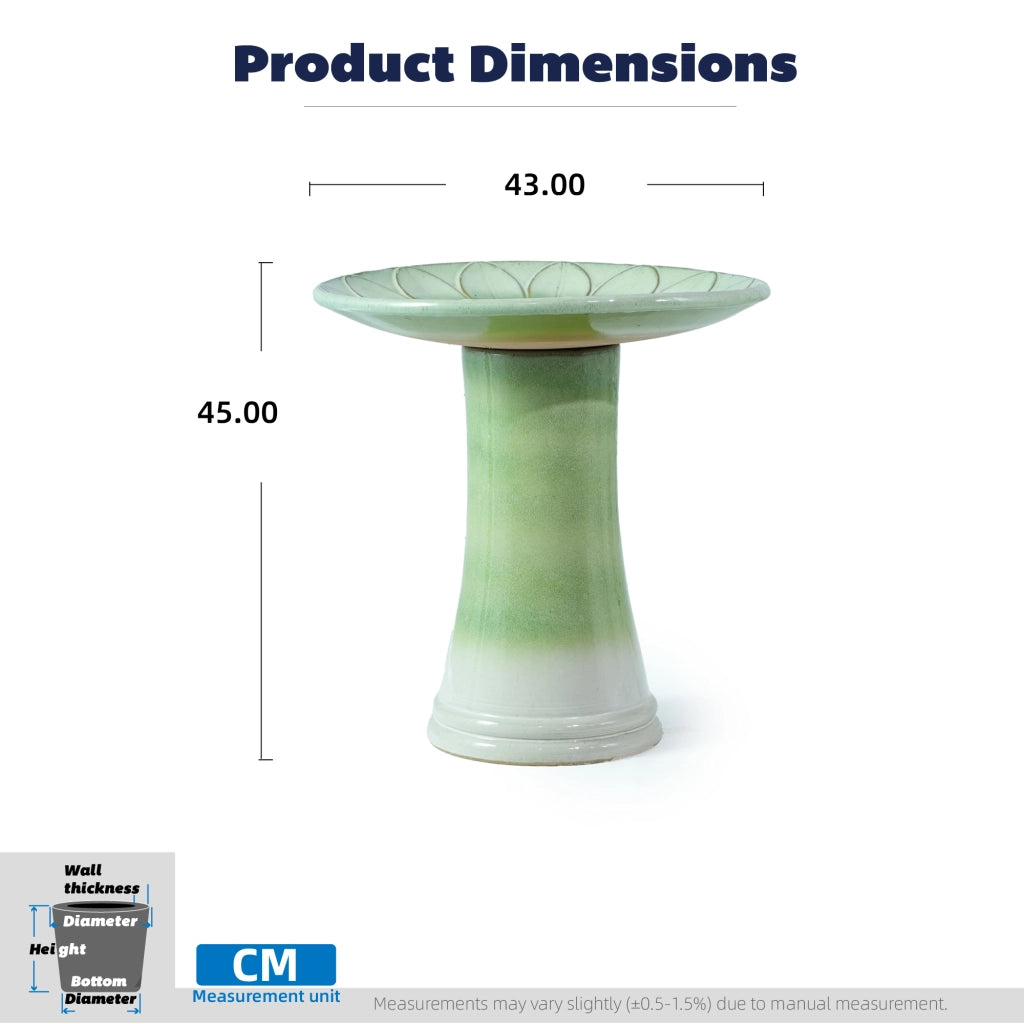 ABBEVERATOIO PER UCCELLI Ø43 cm H 45 cm Ceramica Verde
