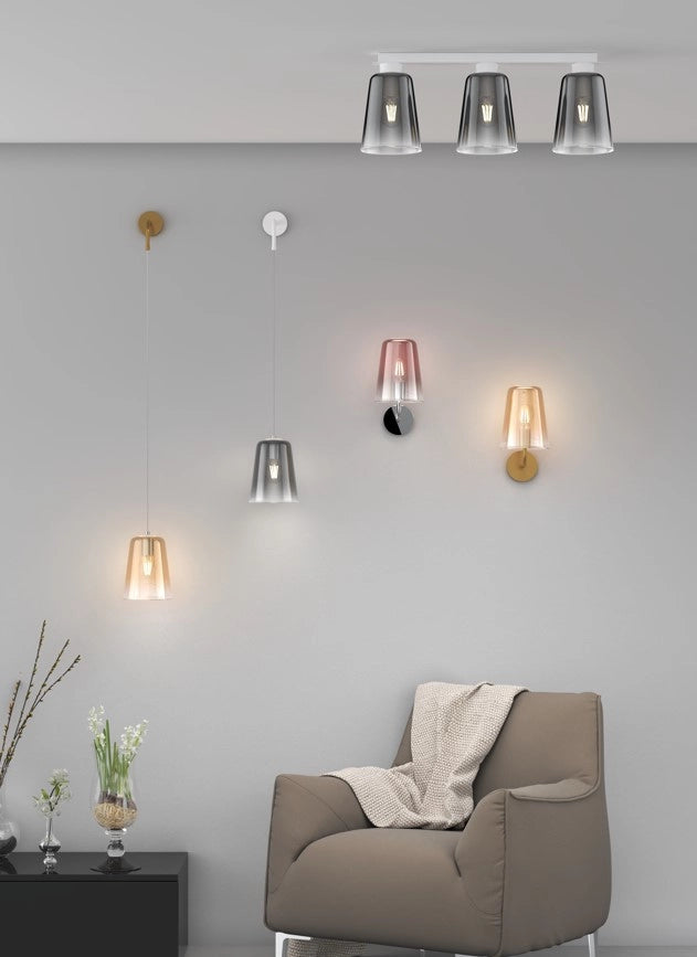 SOSPENSIONE IN VETRO 1164 AMBRA D.16CM ROSONE DA ACQUISTARE SEPARATAMENTE 1 LUCE ATTACCO E27 D.16CM