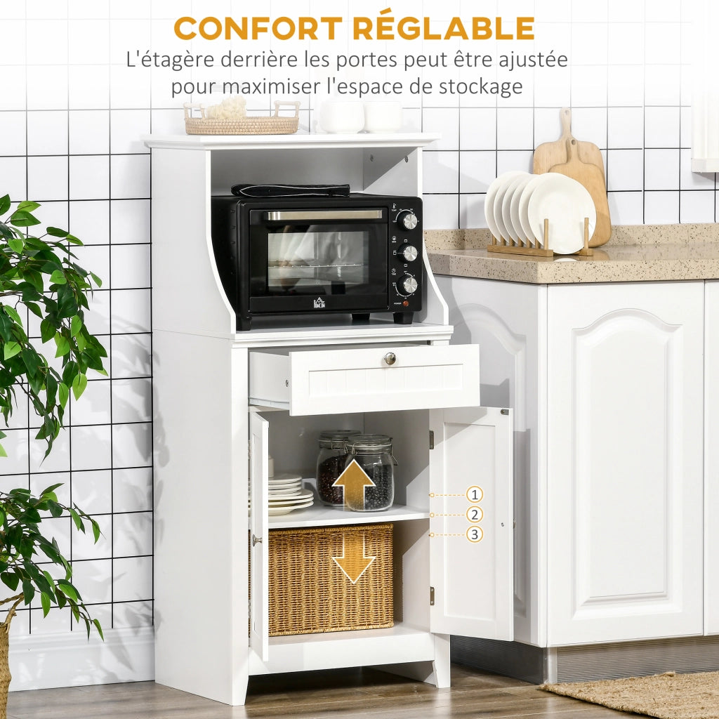 Mobile cucina con microonde e cassetto ¨C Minimal ¨C 60x40x122,5 cm bianco