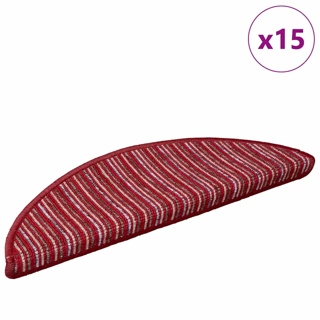 Tappetini per scale autoadesivi 15 pz | Gradini per Scale Rosso 56 x 17 x 3 cm