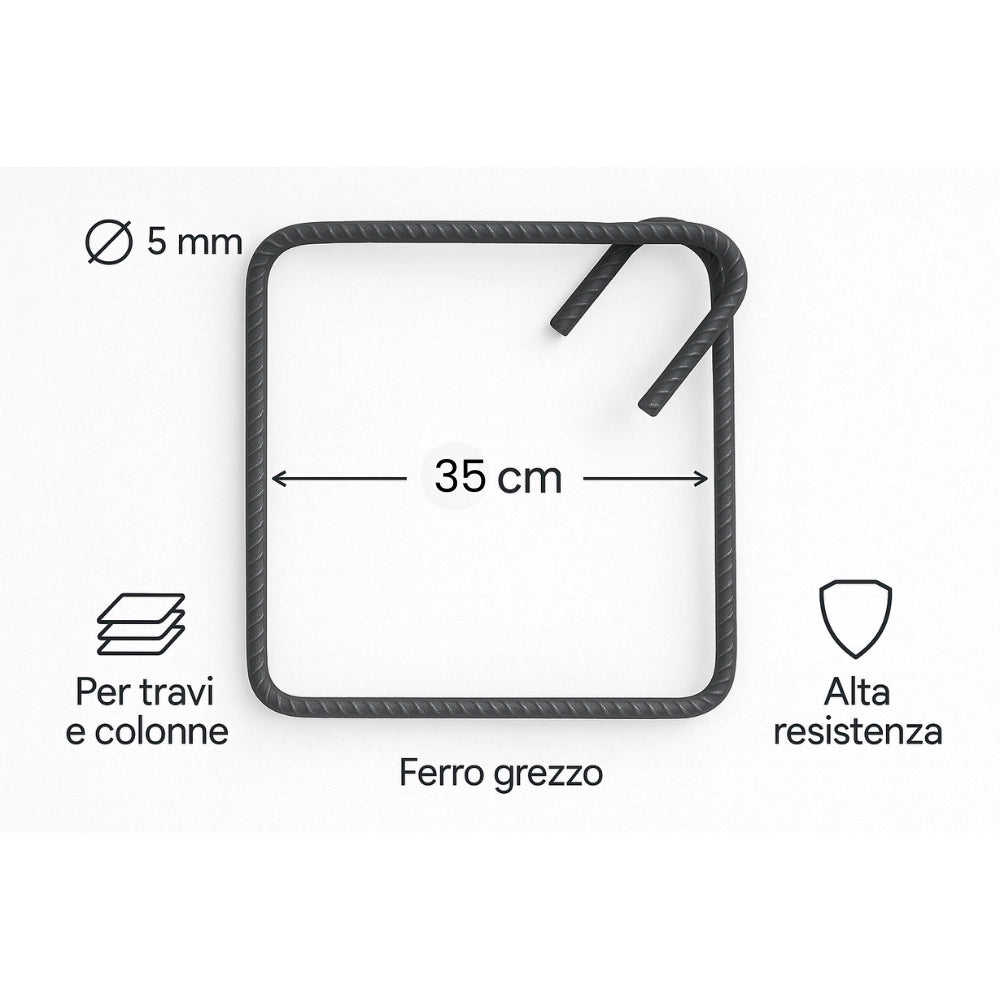 Staffe antisismiche armatura ferro 35x35 cm strutture cemento formati multipli *** pezzi 5, confezione 1
