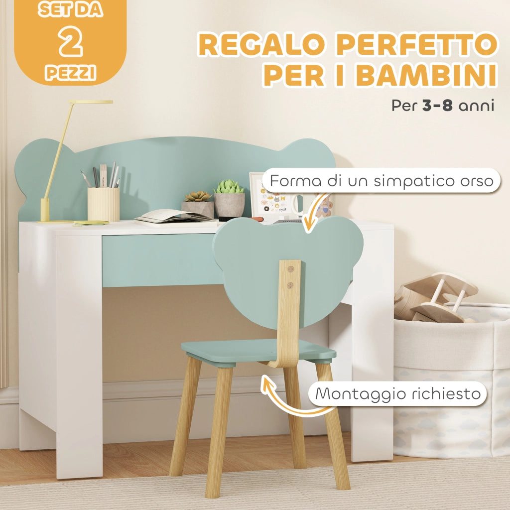 Scrivania per Bambini con Cassetto e Sedia ¨C Minimal ¨C Verde