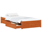 Letto singolo | Letto per adulti | Struttura del letto 3 pcs Marrone cerato Legno di pino