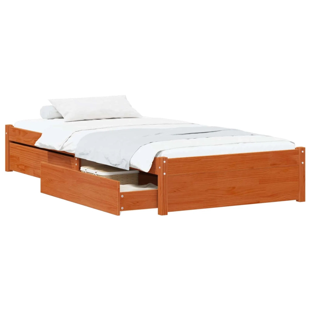 Letto singolo | Letto per adulti | Struttura del letto 3 pcs Marrone cerato Legno di pino