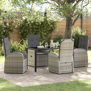 Set da Pranzo per Giardino con cuscino 5 pcs Grigio polyrattan