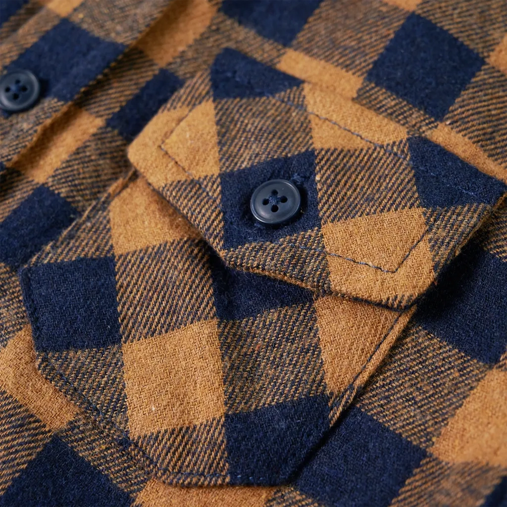 Camicia a Quadri da Bambino Cognac e Blu 116 12956