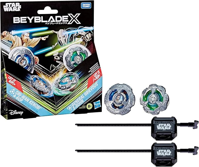 Beyblade X, Obi Wan Kenobi 4-60P General Grievous 3-80HN,Pack Star Wars, Hasbro, Eta 8+