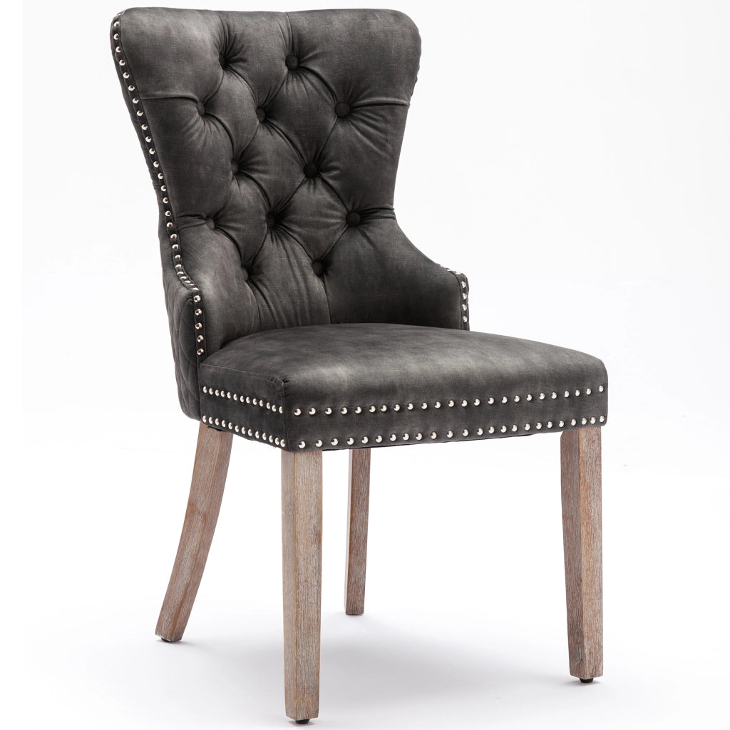 Sedia da Pranzo in Velluto con Gambe in Legno Massello ¨C Xylo ¨C Grigio, Set 4 Pezzi