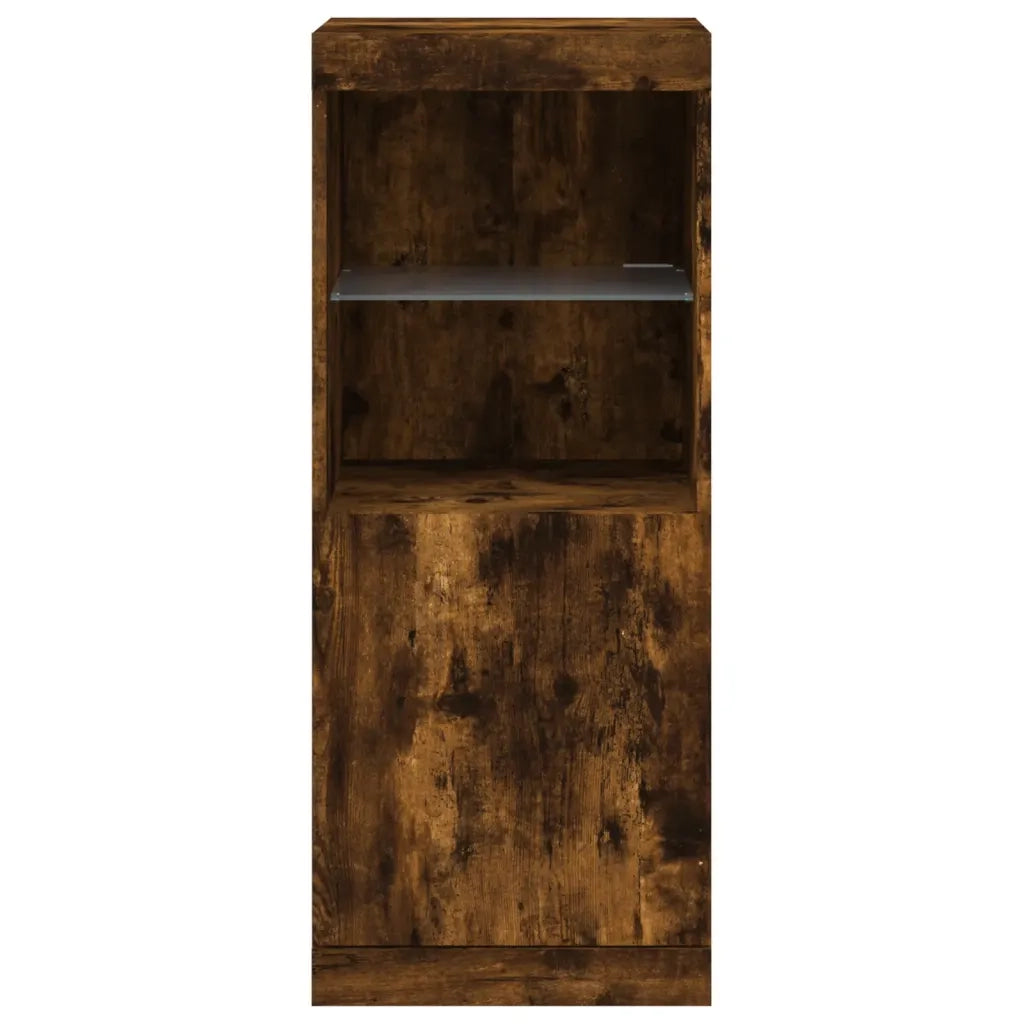 Credenza con Luci LED-Buffet-Armadio da cucina Rovere Fumo 41x37x100 cm 554145