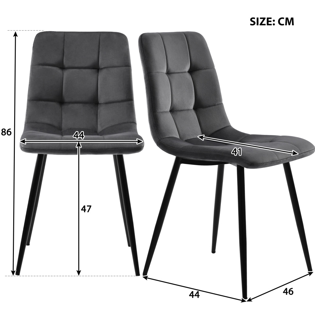 Tavolo da Pranzo Allungabile con 4 Sedie ¨C MINIMAL ¨C Rettangolare, Velluto Grigio Scuro, Gambe Dorate