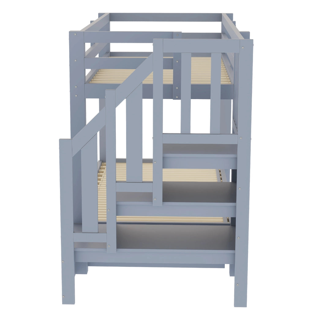 Letto a castello multifunzione con letto estraibile 90/200 cm; 3 cassetti; grigio