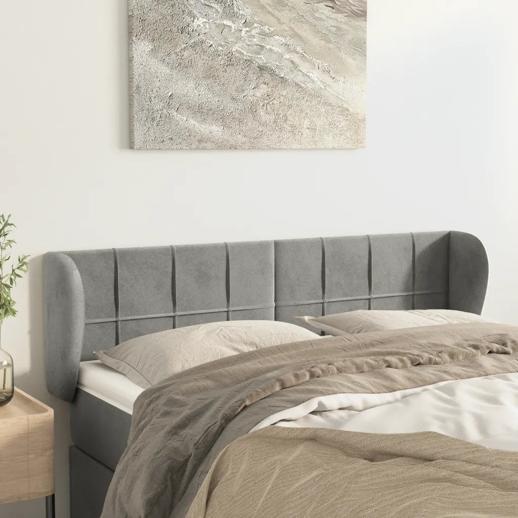 Testiera ad Orecchio Grigio Chiaro 147x23x78/88 cm in Velluto 3117192
