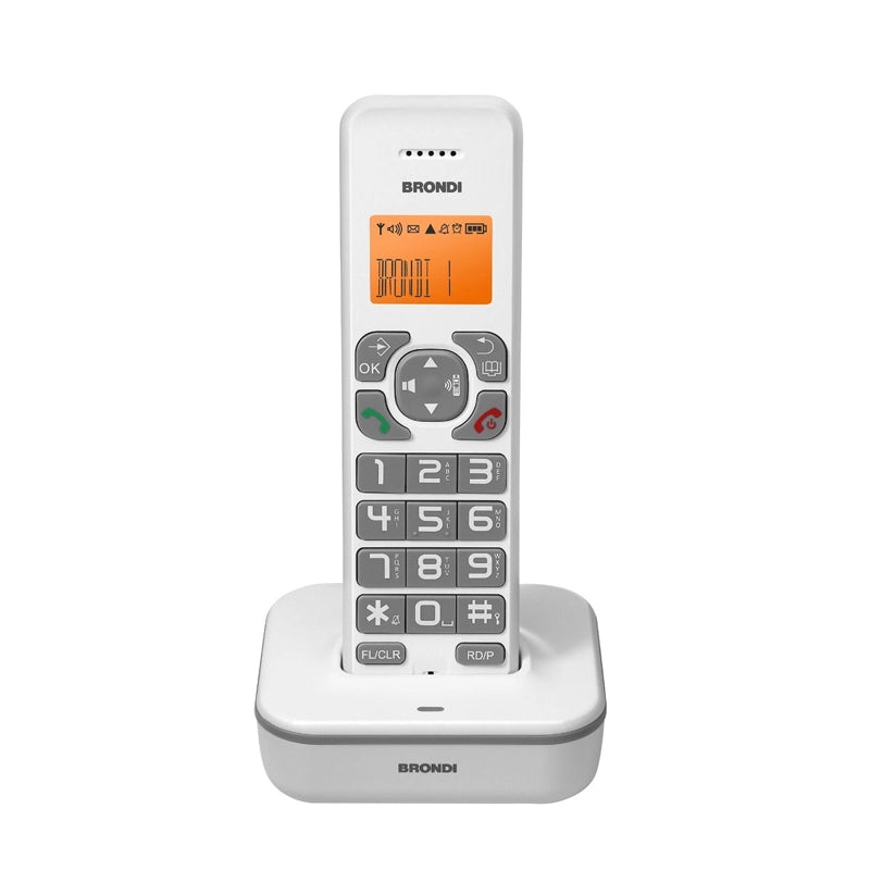 BRONDI BRAVO STAR (BIANCO) - TELEFONO CORDLESS SINGOLO - TASTI GRANDI - VIVAVOCE