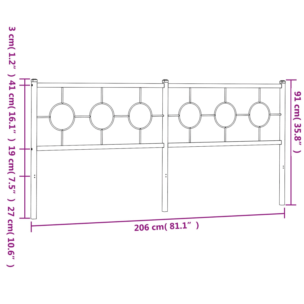 Testiera di Ricambio in Metallo Nero 200 cm 376264
