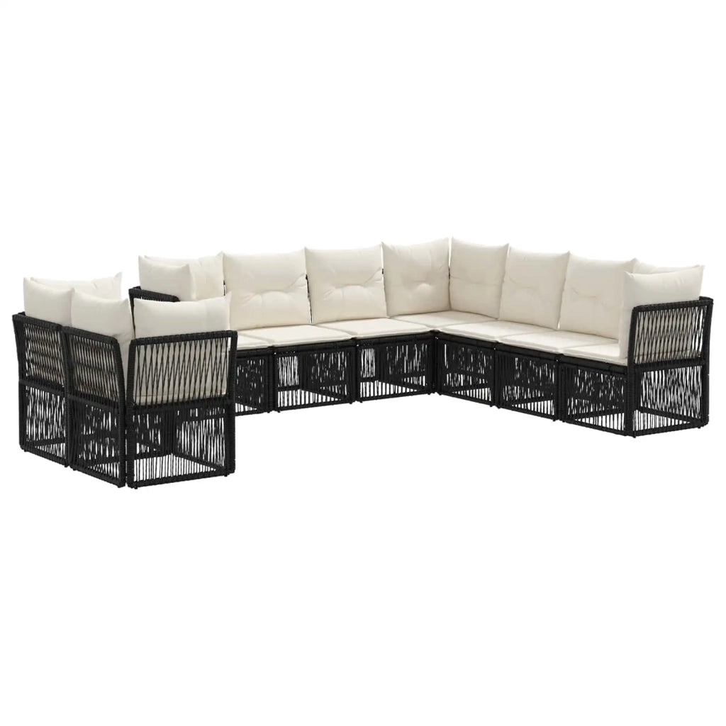 Set Divano da Giardino 9 pz Nero polyrattan 3434263