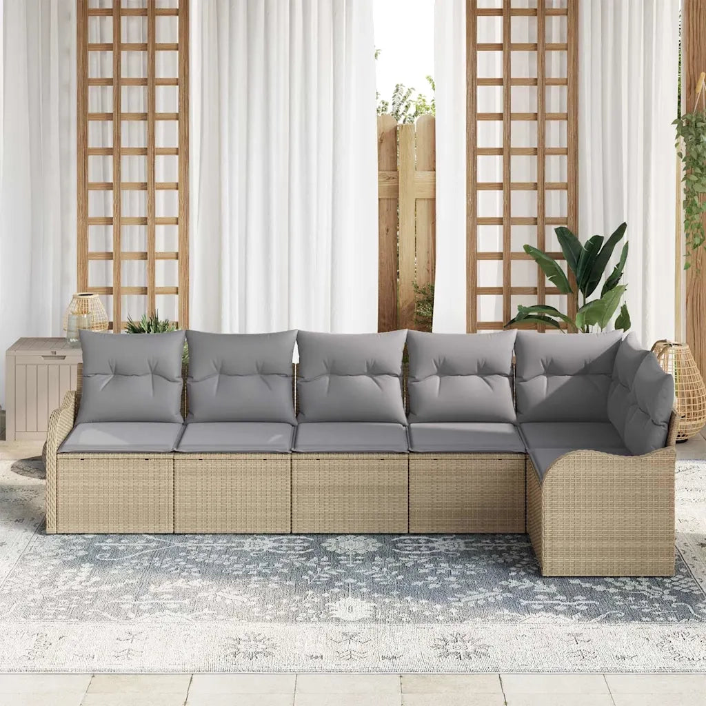 Set Divano da Giardino 6 pcs Beige polyrattan