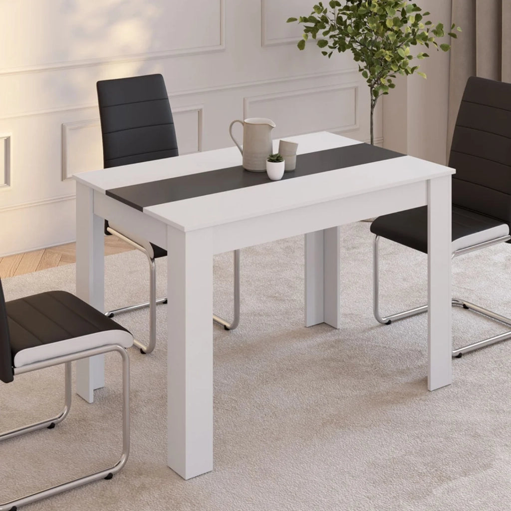 IDMarket - Tavolo da pranzo rettangolare ROZY 4 persone bianco e grigio 110 cm