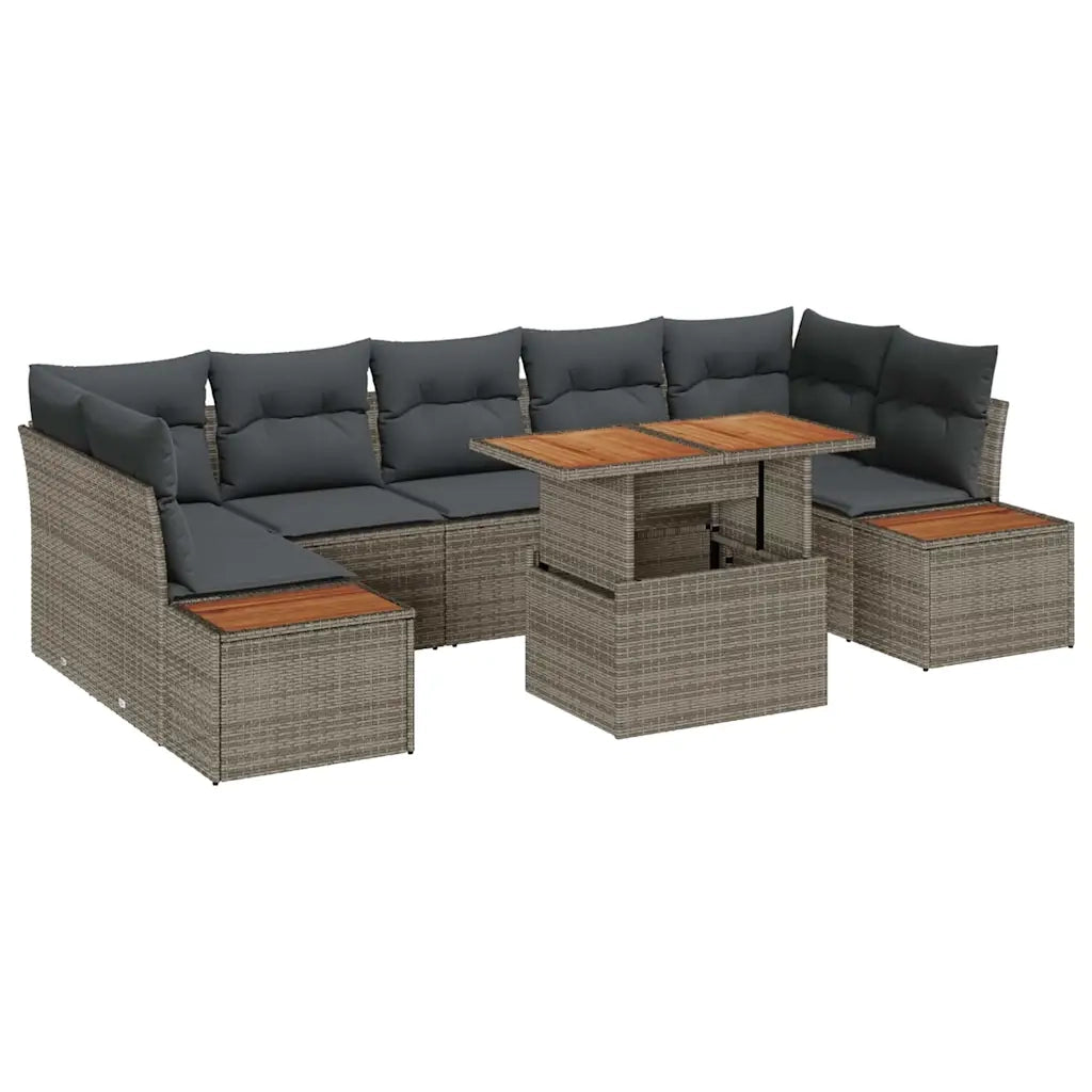 Set Divano da Giardino 8 pcs Grigio Poly Rattan 3358783