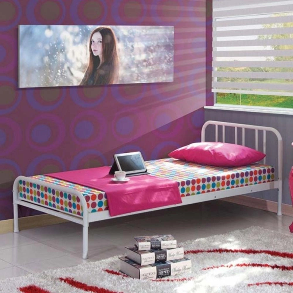(2c) Letto singolo Genoa in metallo bianco