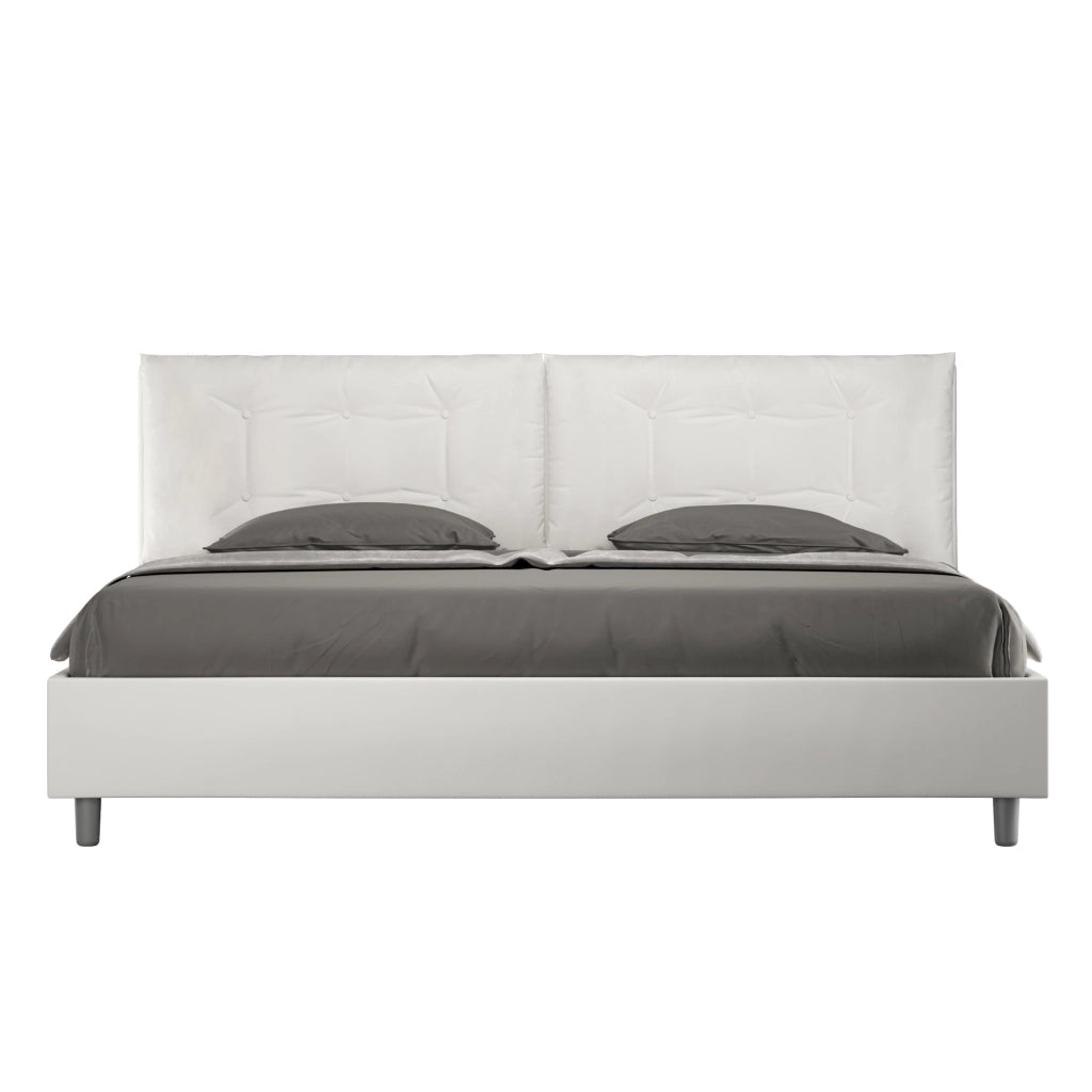BS COM Letto matrimoniale king size con rete imbottito 200x200 similpelle bianco