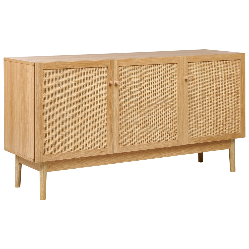 Credenza a 3 ante in truciolato legno chiaro legno di pino stile Boho
