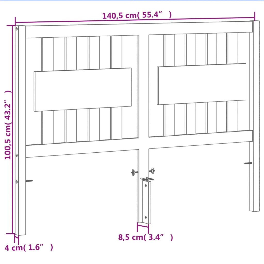 Testiera-Testata-Testiera Decorativa Marrone Cera 135 cm in Legno Massello di Pino 152099