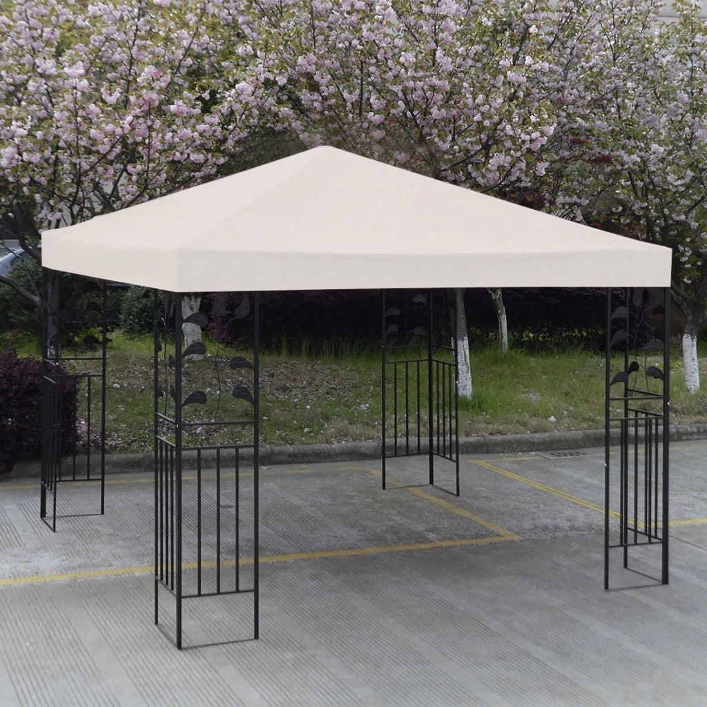 Telo Tetto ricambio per gazebo da sole 3x3m, Tessuto copertura superiore per gazebo Beige-Gazebo