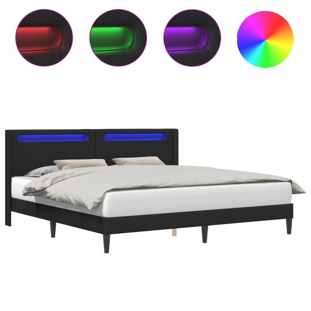 Struttura del letto con strisce LED Nero 200 x200 cm Similpelle 42027991