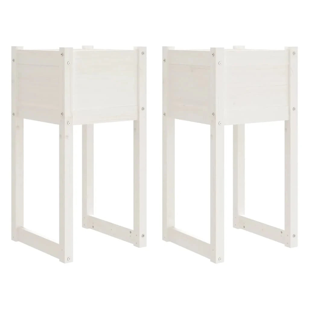 Fioriera rialzata per piante fiori giardino terrazze set da 2 40 x 40 x 81 cm legno massello di pino bianco 02_0038970