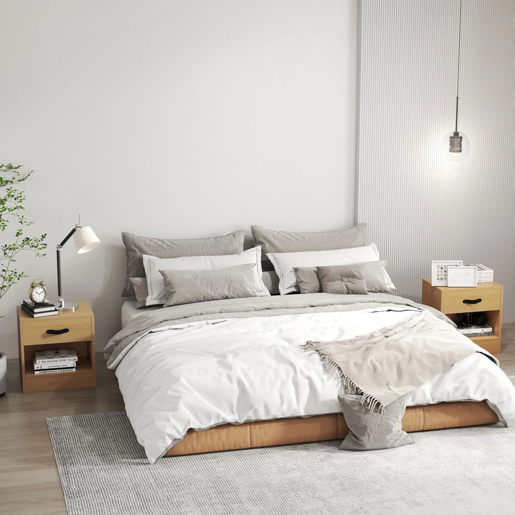 Tavolino da Salotto con Cassetto e Ripiano Aperto ¨C Zephmum ¨C Naturale 39x28x41 cm