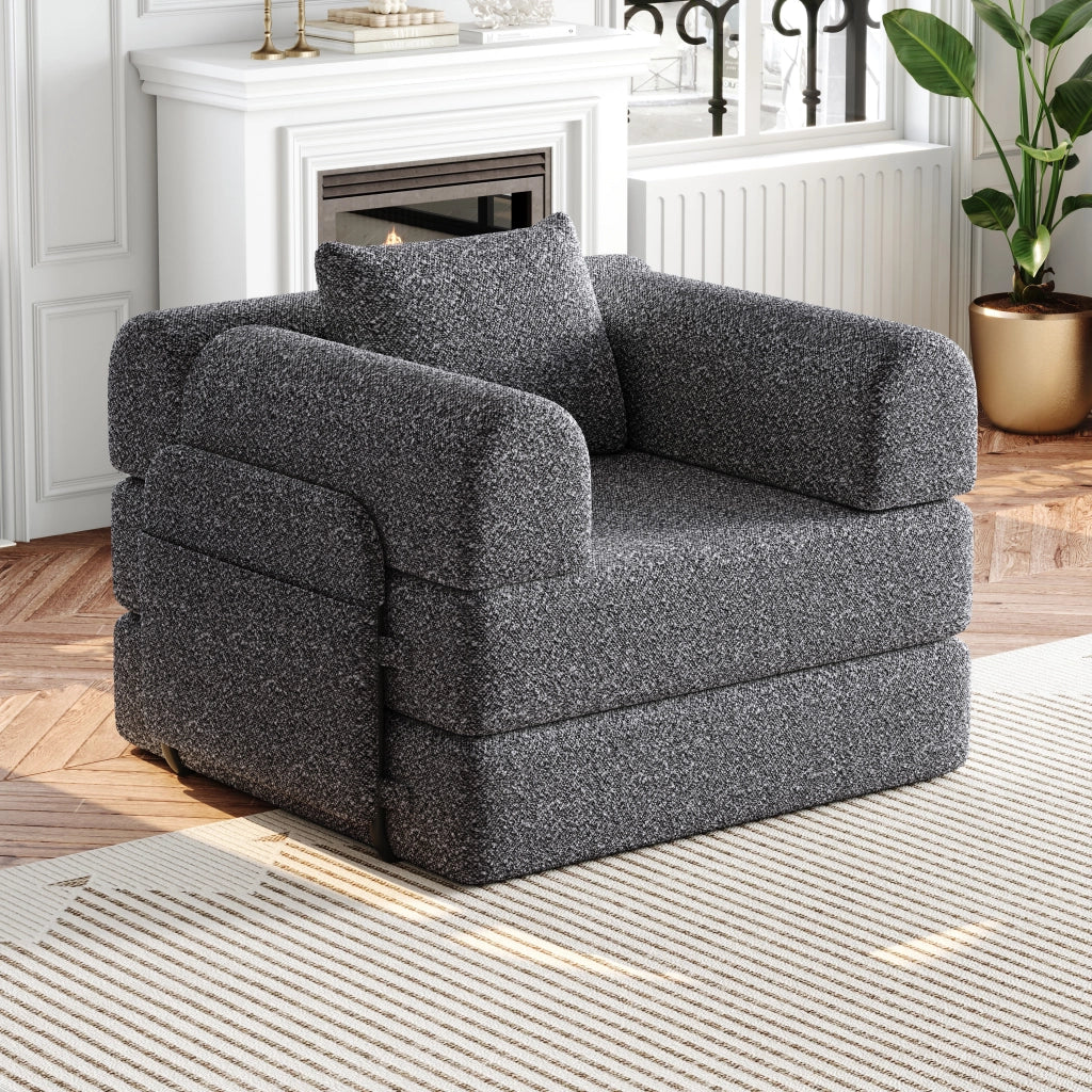 Divano Letto 2 in 1 con Vano Contenitore ¨C MINIMAL ¨C Tessuto Chenille, Struttura Metallo
