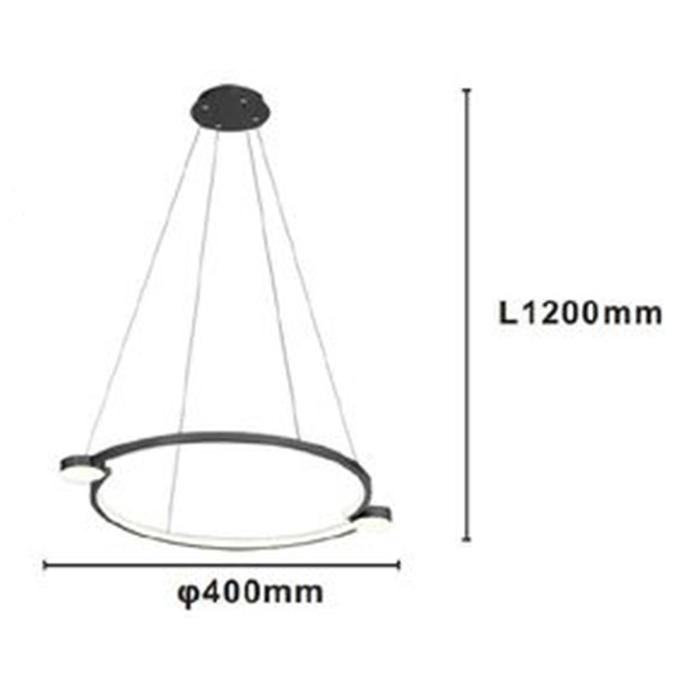 Trade Shop - Lampadario A Sospensione Led 20w Cerchio Con Telecomando Design Moderno Nero 71095 -