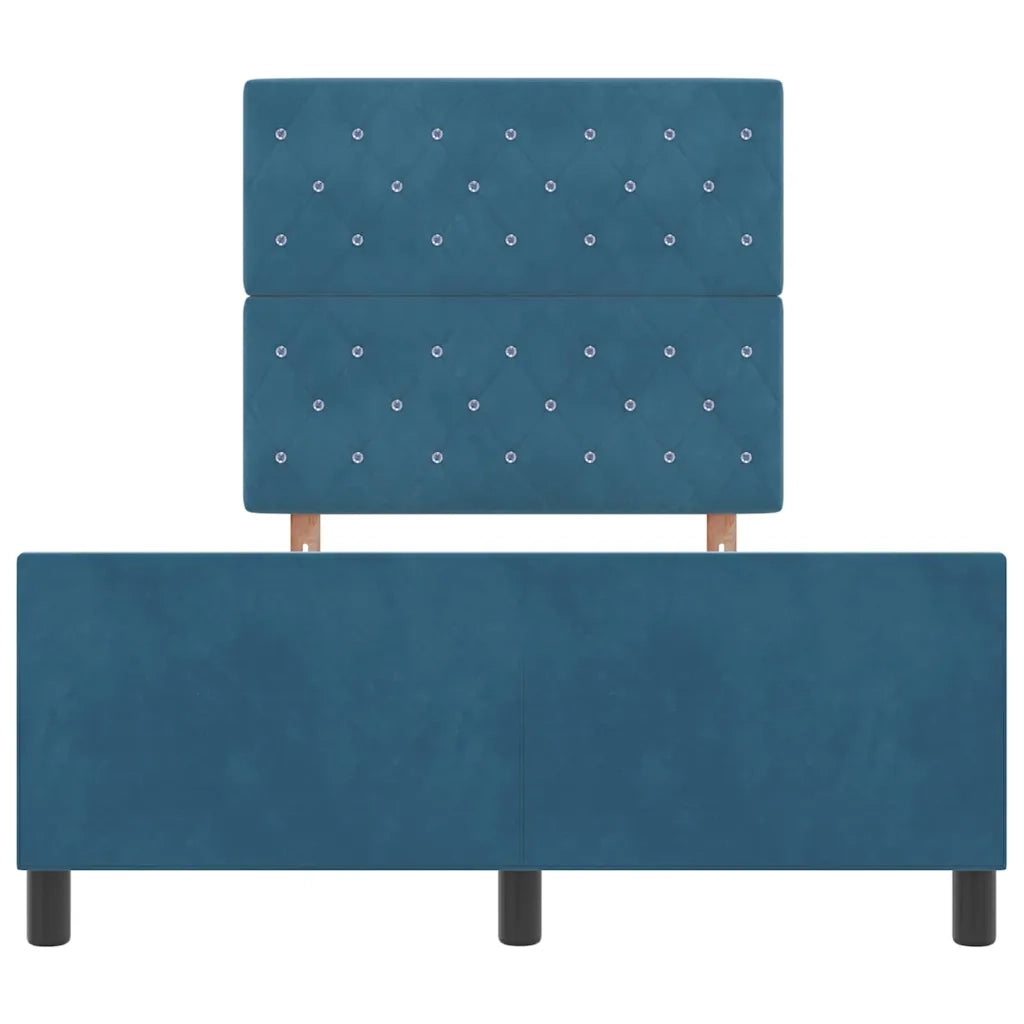 Letto a molle con testiera Blu Scuro 120 x 200 cm Velluto